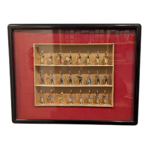1960s "Chasseur a Cheval", Old Guard Band From Spain, 18 Tin Soldiers Marching Band Figurines