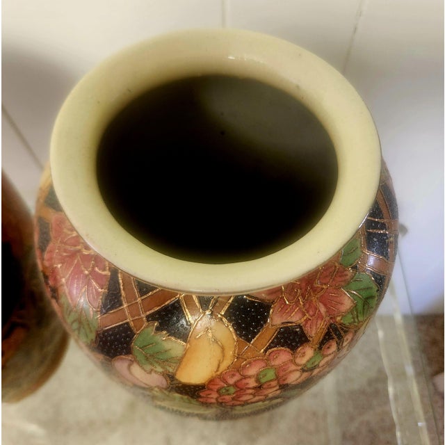 Pair Vintage Chinoiserie Large Ceramic Vases For Sale In Orlando - Image 6 of 13