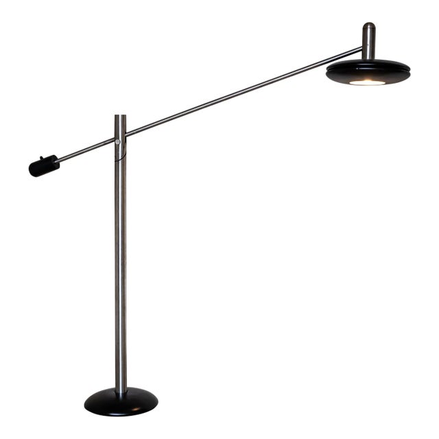 Large Floor Lamp With Long Arm, Attributed to Selenova, Italy, Mid-20th Century For Sale
