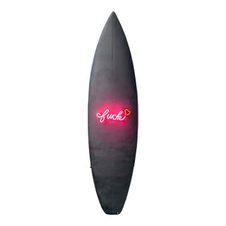 Fuck #3 - Neon on Epoxy Resin Surfboard by Bobbi Bennett For Sale