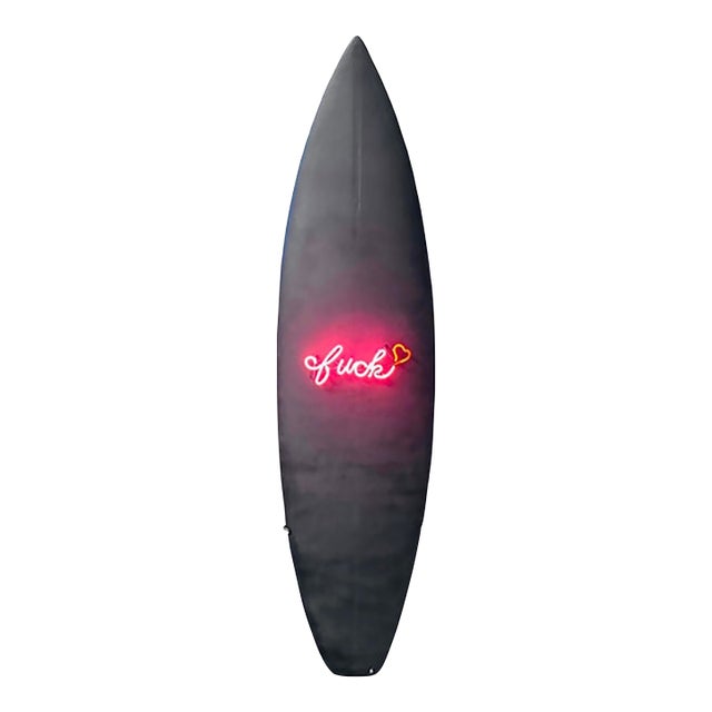 Fuck #3 - Neon on Epoxy Resin Surfboard by Bobbi Bennett For Sale