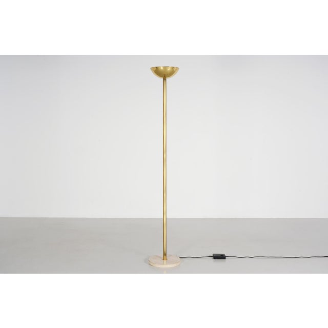 Gold-Plated Brass and Travertine Stone Floor Lamp, 1970s For Sale - Image 6 of 6