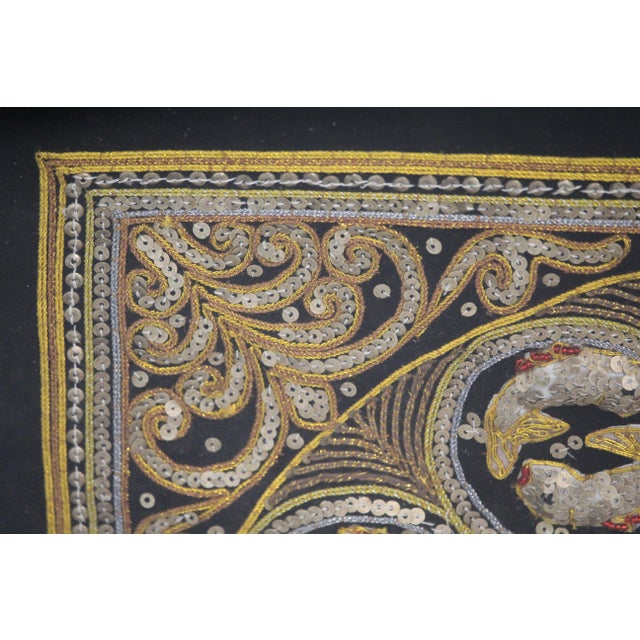 Embroidered Elephant Kalaga Wall Tapestry, 1980s For Sale - Image 10 of 16