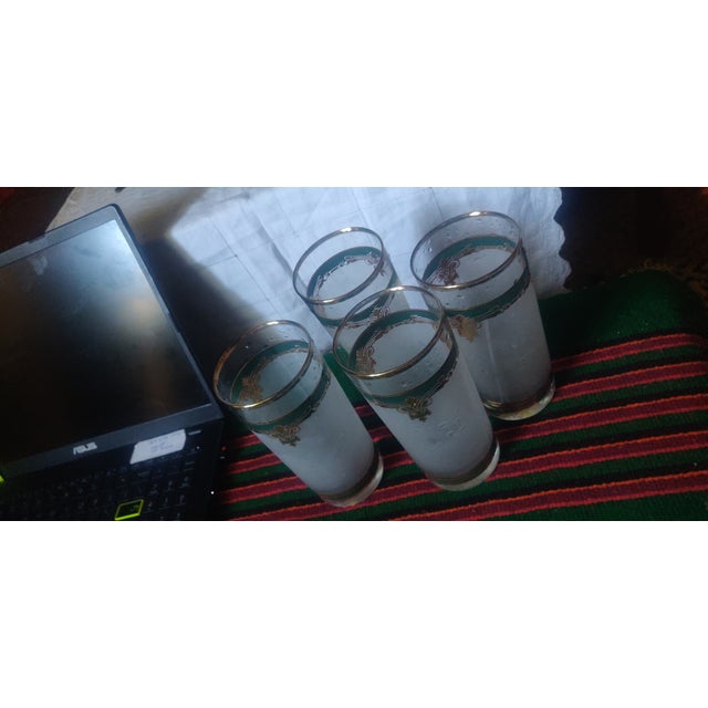 Vintage Culver Gold Rim and Green Tall Tumblers G Drinking Glasses - Set of 4 For Sale - Image 11 of 11