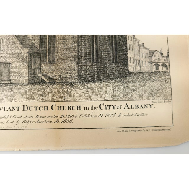 19th Century Lithograph Print of Protestant Dutch Church in Albany New York For Sale - Image 4 of 9