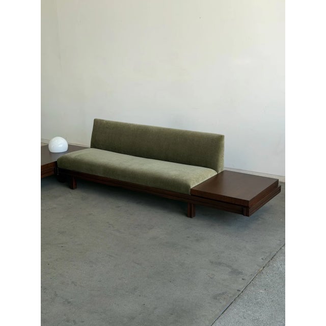 Vintage Platform Sectional in Walnut & Mohair For Sale - Image 4 of 14