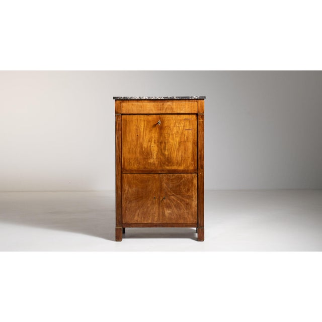 19th Century France Empire Brown Wood Writing Desk For Sale - Image 9 of 11