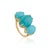 VR Jewels 18k Solid Gold Oval 15.78ct Turquoise Three Stone Victorian Ring Size 4 For Sale - Image 4 of 17