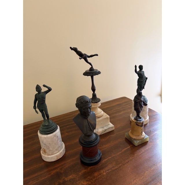 Grand Tour Grand Tour Style Brass and Marble Classical Figure Collection For Sale - Image 3 of 14