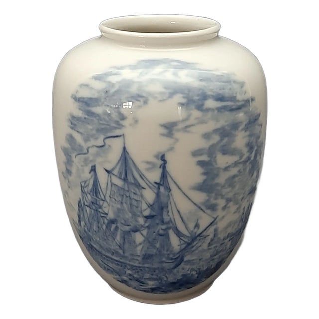 Vintage Blue & White Verbano Ceramic Vase in Naval Theme, Italy, 1950s For Sale