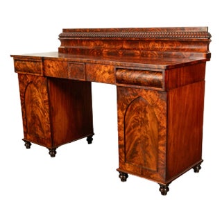 Antique Georgian Regency Gothic Mahogany Pedestal Sideboard Buffet Server 1825 For Sale