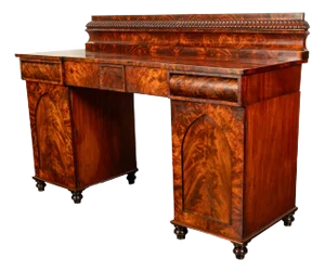 Antique Georgian Regency Gothic Mahogany Pedestal Sideboard Buffet Server 1825