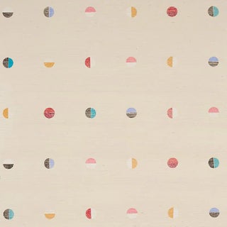 Schumacher X Caroline Z Hurley Joshua Tree Hand Printed Sisal Wallpaper in Multi on Ivory - 8 Yards For Sale