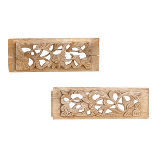 Birds & Flowers Bleached Panels, Pair For Sale