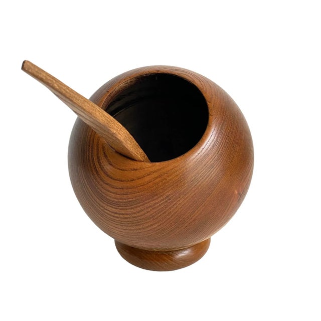 Mid Century Danish Modern Style Orb Nut Bowl With Serving Spoon Chrissy Japan For Sale - Image 13 of 13