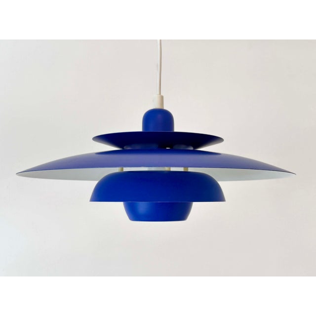 Blue Vintage Scandinavian Blue Multi-Shade Pendant Lamp from El-Light, Denmark, 1970s For Sale - Image 8 of 8