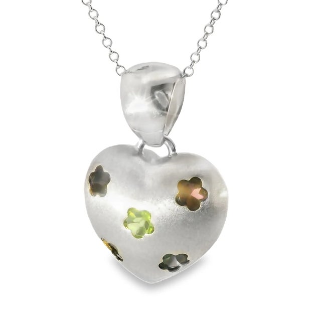 Add a burst of color to your jewelry collection with this Matte 14K White Gold Floral Topaz Citrine Garnet Amethyst...