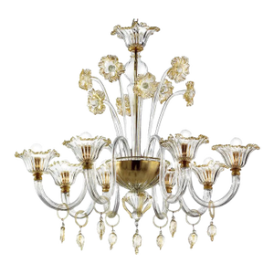 Elegant Romantic Murano Glass Chandelier With Floral Accents