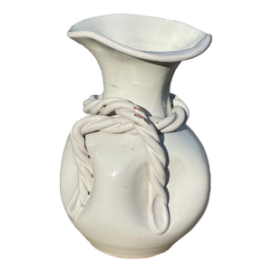 Large Italian Twisted Vine Wrapped Glazed Pottery Vase