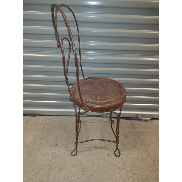 Mid-Century Modern Vintage Wrought Iron Sweetheart Chair For Sale - Image 3 of 8