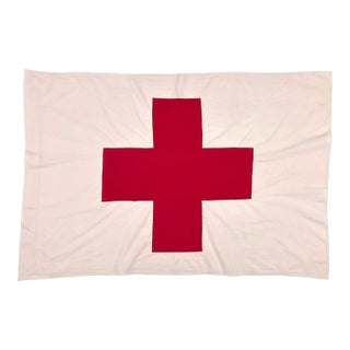 Vintage Sewn Cotton Red Cross Flag For Sale