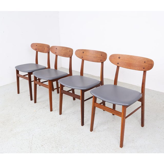 Mid-Century Modern Teak Chairs with Grey Faux Leather from Farstrup Møbler, 1960s, Set of 4 For Sale - Image 3 of 13