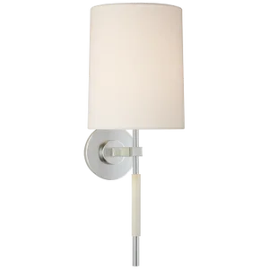 Barbara Barry for Visual Comfort Signature Clout Tail Sconce in Soft Silver with Linen Shade