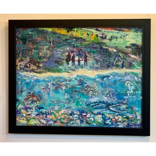 Wood Beach Family, Abstract Original Oil Painting, by Van Ness For Sale - Image 7 of 8