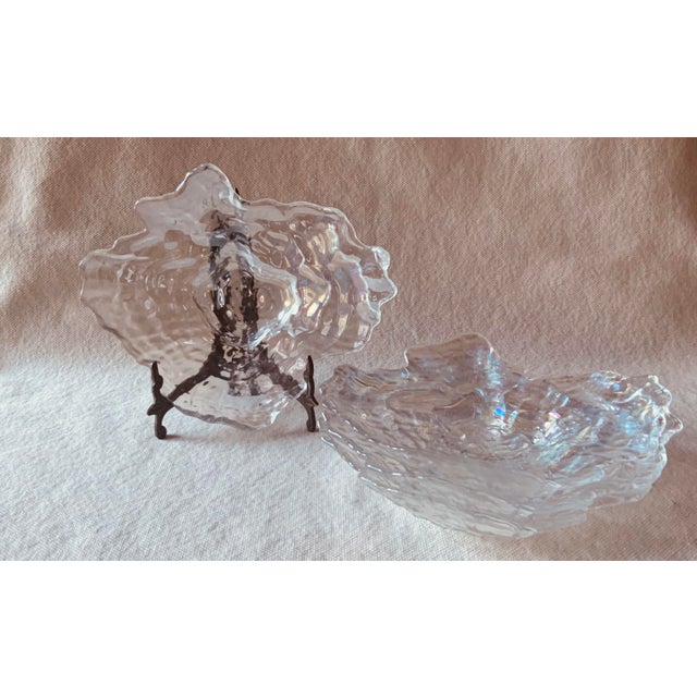 Set of Four French Iridescent Crystal Organic-Form Plates, Circa 1960s For Sale - Image 9 of 18