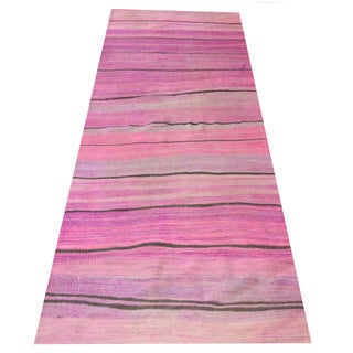 Turkish Pink Kilim Runner Rug - 3'5" x 9'11 For Sale