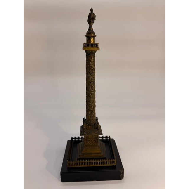 Metal Antique French Grand Tour Bronze Model of the Vendome Column For Sale - Image 7 of 10