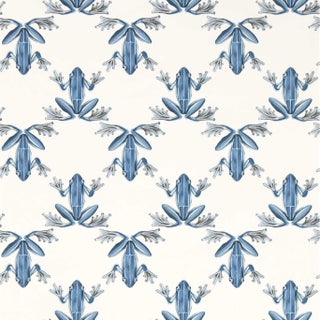 Harlequin Wood Frog Wallpaper in WildWater/Chalk For Sale
