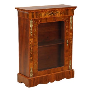 Antique Display Cabinet in Walnut and Inlays Bronze, England For Sale