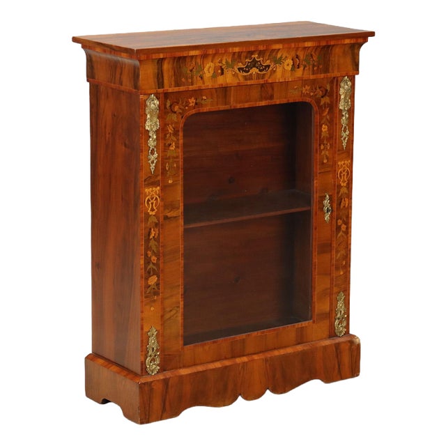 Antique Display Cabinet in Walnut and Inlays Bronze, England For Sale