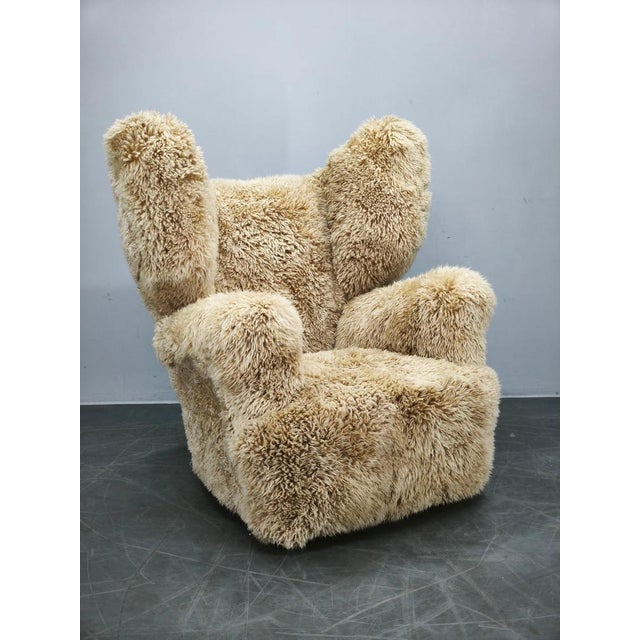 Art Deco Wingback Lounge Chair in Honey Skandilock Sheepskin, 1930s For Sale - Image 6 of 10