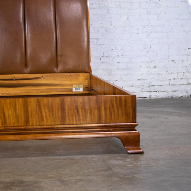 Chocolate Late 20th Century Neoclassic Revival Arbus King Sleigh Bed W/Leather Upholstered Headboard 6000 Series by Henredon For Sale - Image 8 of 18