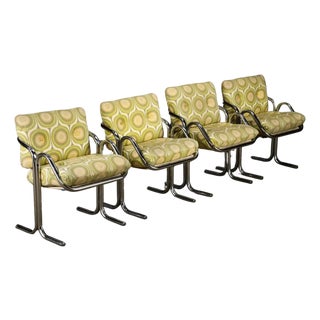 Set of Four Jerry Johnson 'Arcadia' Chrome Sling Chairs for Landes, 1970s For Sale