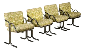 Set of Four Jerry Johnson 'Arcadia' Chrome Sling Chairs for Landes, 1970s