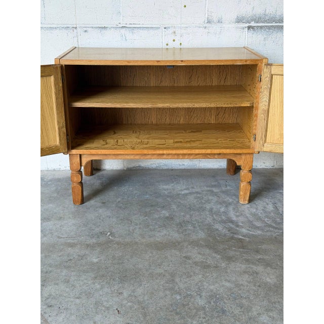 Brown Oak Small Storage Cabinet With Two Doors Danish Mid-Century Modern 1960s For Sale - Image 8 of 12