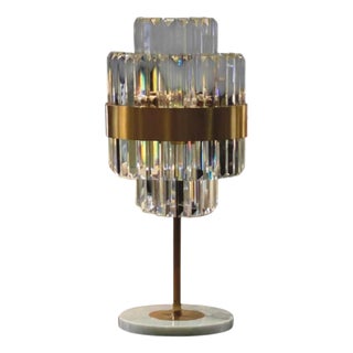 Collection Minerva Table Lamp in Metal and Crystal by Jago For Sale