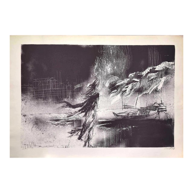 Nicola Simbari, On the Beach, Original Lithograph, 1977 For Sale