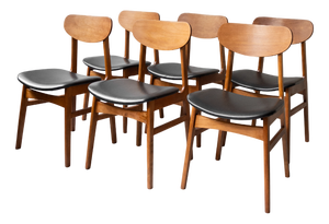 Mid-Century Danish Dining Chairs in Teak and Leather, 1960s, Set of 6