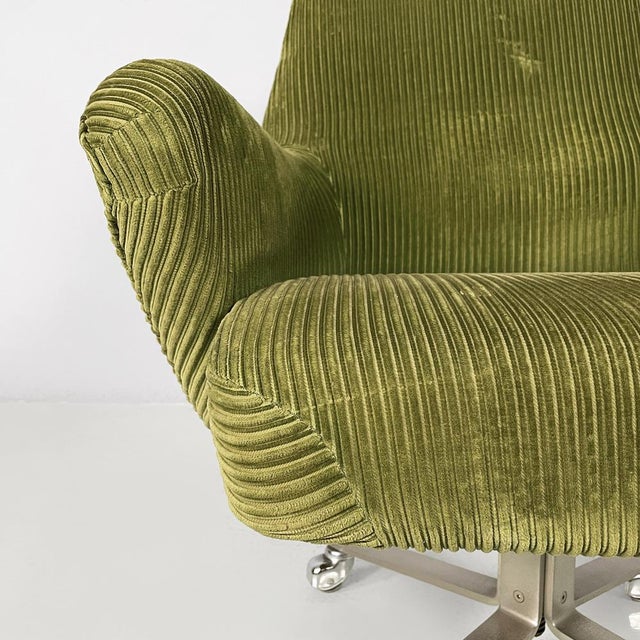 Metal Italian Modern Green Velvet Office Chair by Giulio Moscatelli for Formanova, 1970s For Sale - Image 7 of 18