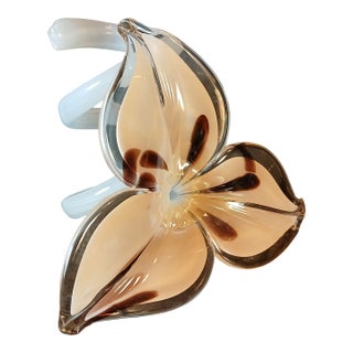Vintage Hand-Blown Art Glass Lily Sculpture — In the Style of Murano For Sale
