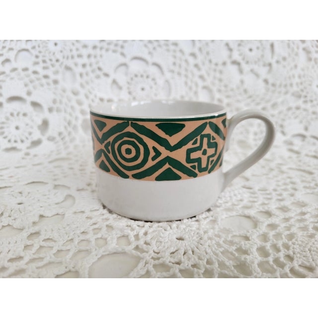 1980s 1980s Boho Green & Tan Coffee Mugs- Set of 6 For Sale - Image 5 of 8