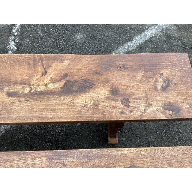Farmhouse Rare Pair of 9ft French Farmhouse Benches For Sale - Image 3 of 8