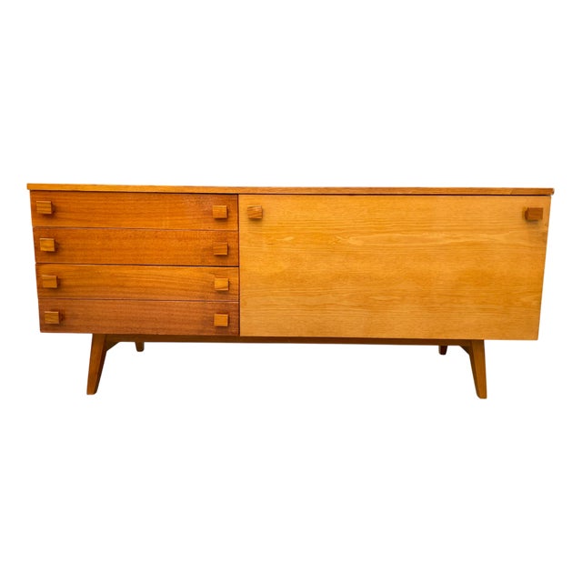 Modern Sideboard with Drop-Down Door, Czechoslovakia, 1970s For Sale