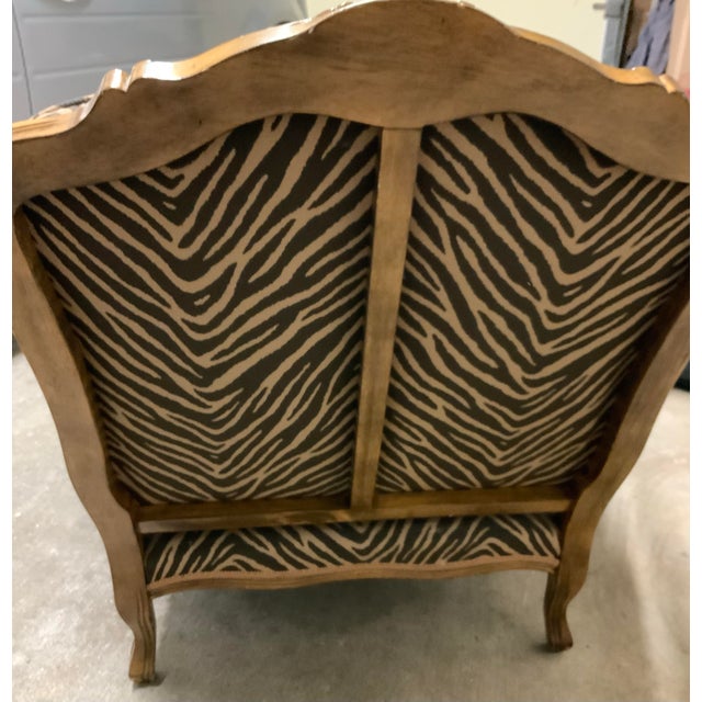 Large Vintage French Bergere Armchair in Zebra Print – Palm Beach Regency, Ralph Lauren or Grandmillennial Statement Piece! See Pics! For Sale - Image 12 of 12