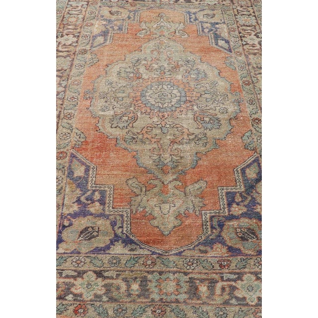 Measures: 5'10 x 10 Vintage Turkish Oushak Rug with Soft Orange Field with Medallion. Keivan Woven Arts / Rug/EN-13810,...