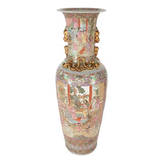 Tall Cantonese Famille Rose Vases, Set of 2 For Sale